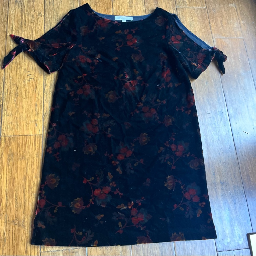 Loft velvet cold shoulder dress size S